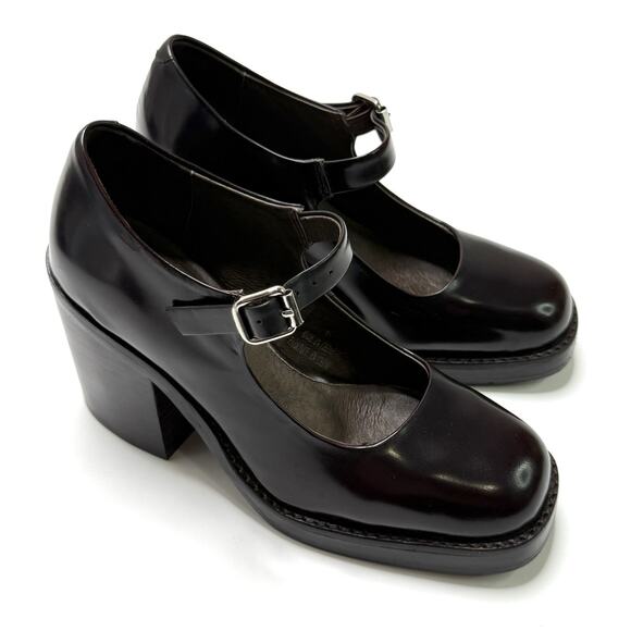 Jeffrey Campbell Mary Jane Heels Leather Mahogany Size 6 Pumps Buckle Strap - Picture 1 of 12
